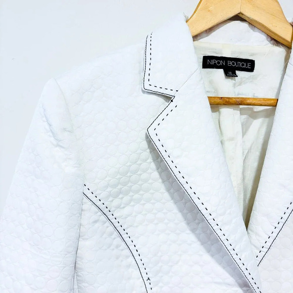 NIPON BOUTIQUE Vintage white  textured blazer - Picture 2 of 8